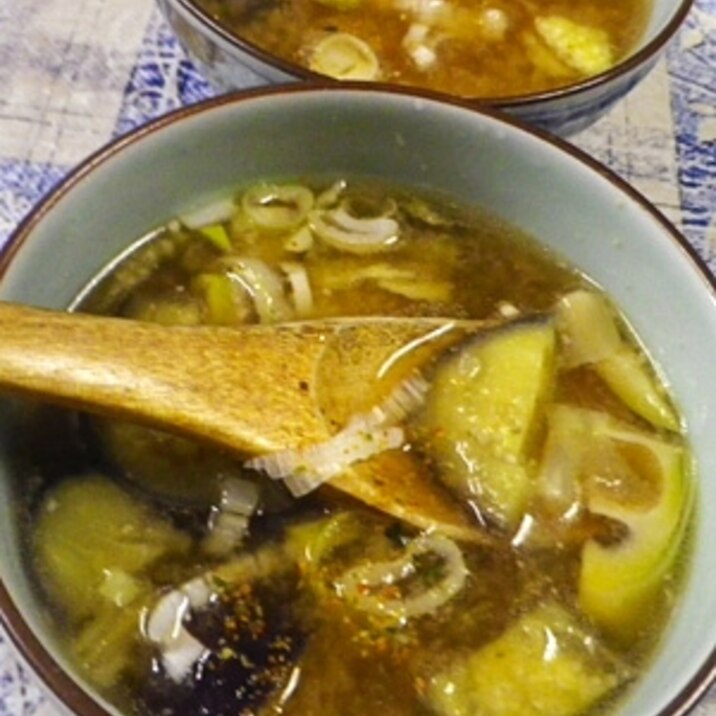炒め茄子真竹の味噌汁